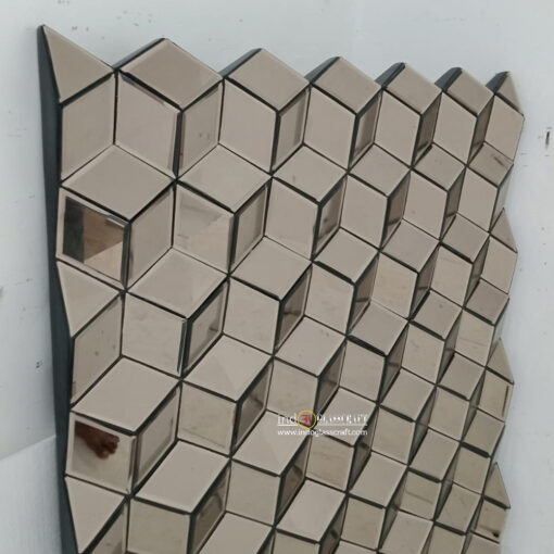 Dekorasi Cermin Dinding Modern Brown Cube - Image 4